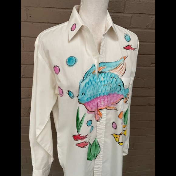 White button down Emilio Pucci Painted Print S-M - Picture 2 of 16